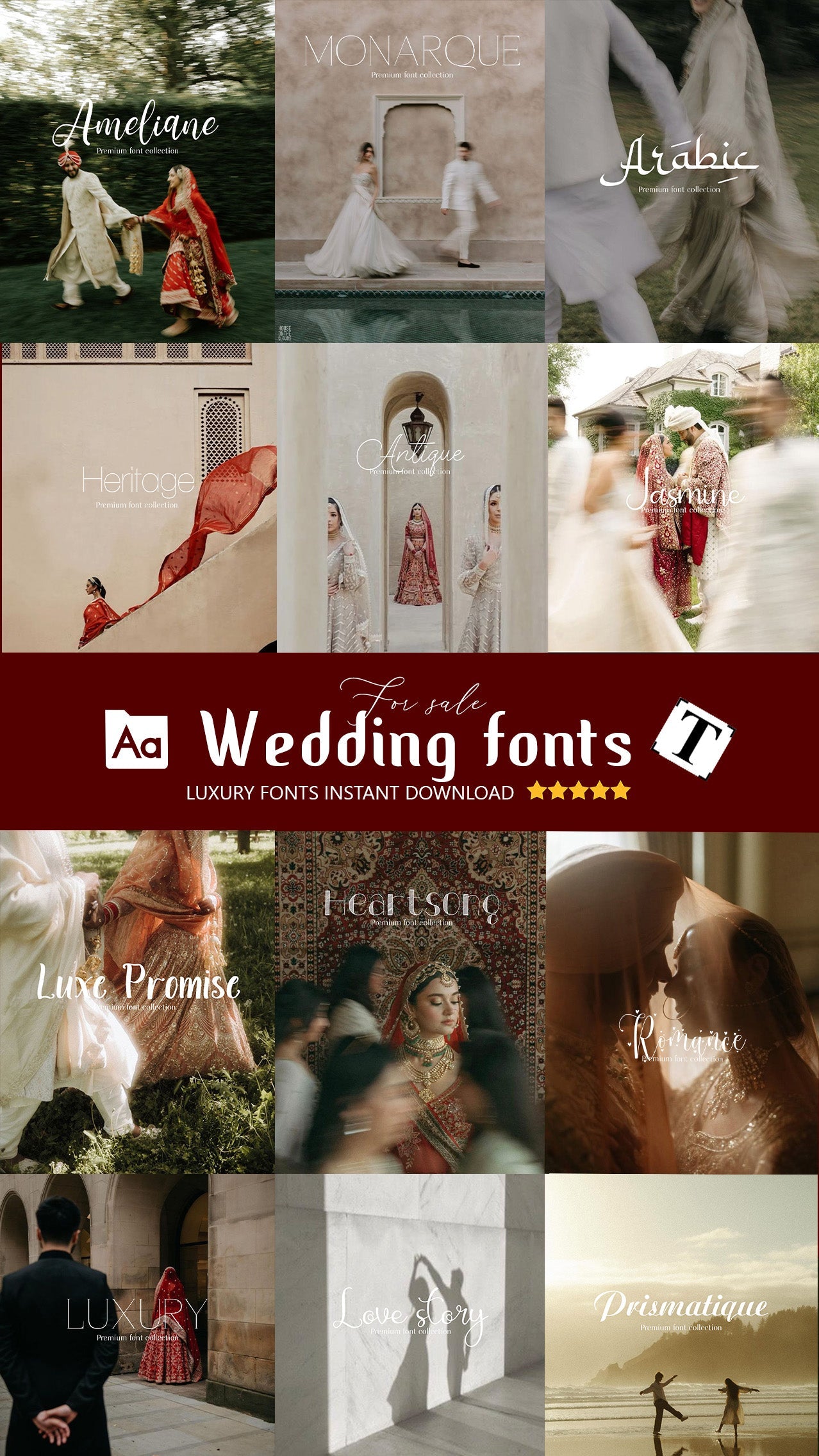 200 LUXURY WEDDING FONT COLLECTION PRESET GALLERY